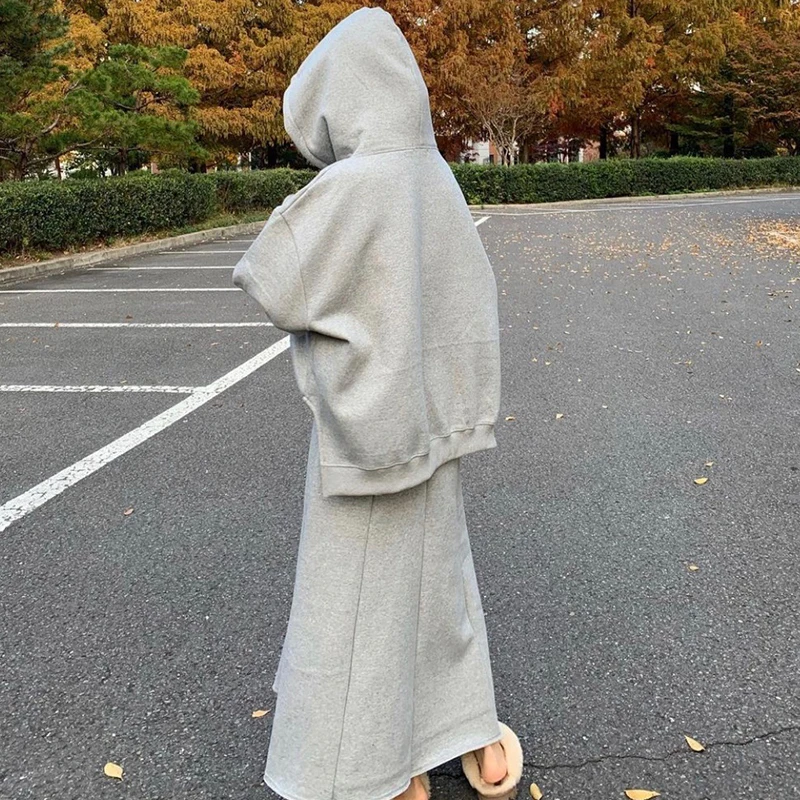 Conjunto de dos piezas de moda para mujer Liangliang: suda con capucha de forro polar con estampado de dibujos animados a...