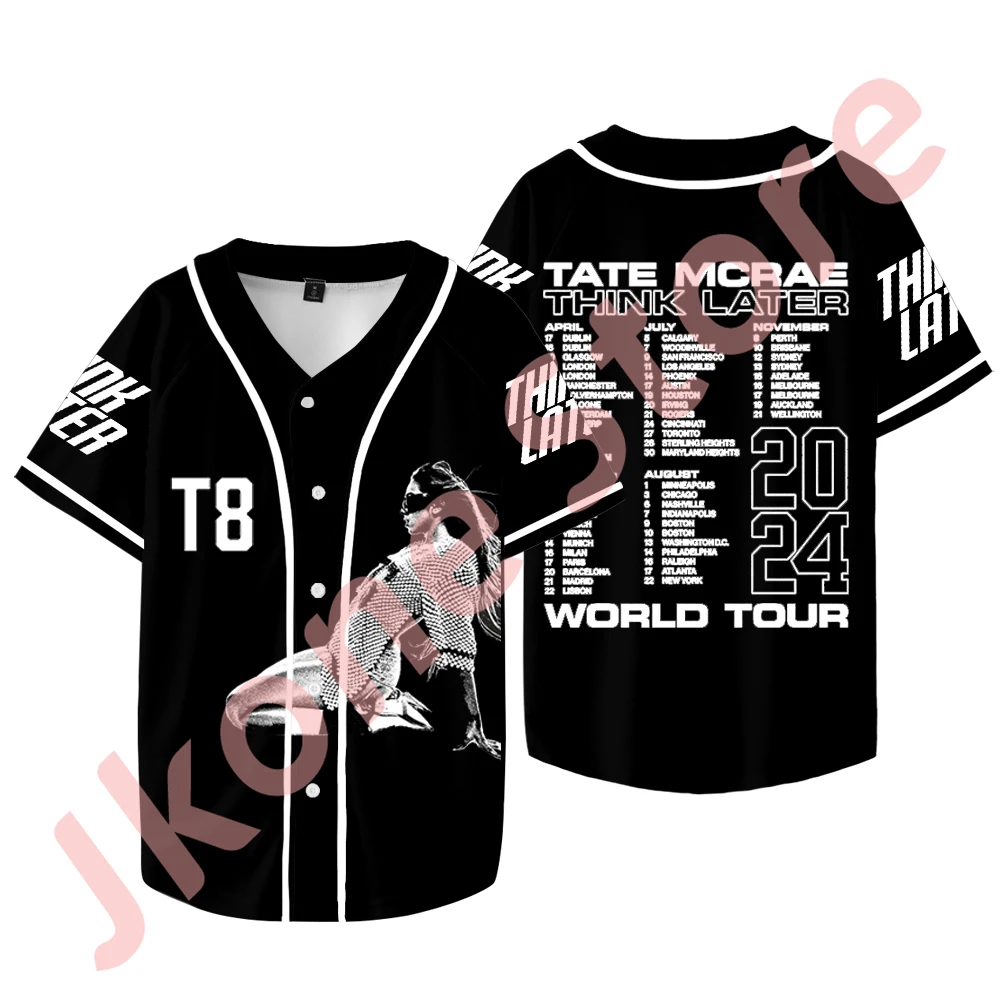 Tate McRae Think Later World Tour Merch Jersey Summer Women Men Fashion Casual Short Sleeve T-shirts