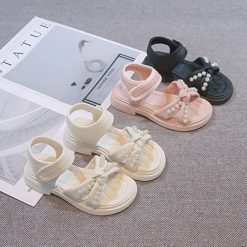 Girls Beach Shoes Soft Versatile Kids Sandals Open Toes Hook&loop 2026 Summer New Children Princess Casual Shoes Non-slip Trendy