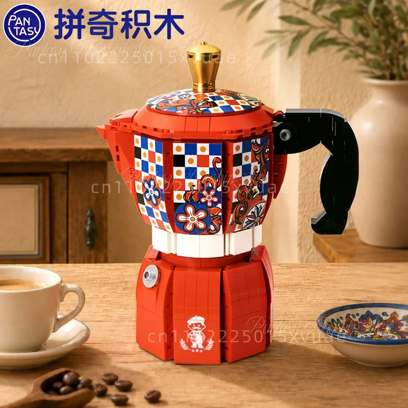 New Pantasy Moka Pot Building Blocks Vintage Puzzle Education Assembling Toys Desktop Ornaments Collectible Holiday Gifts