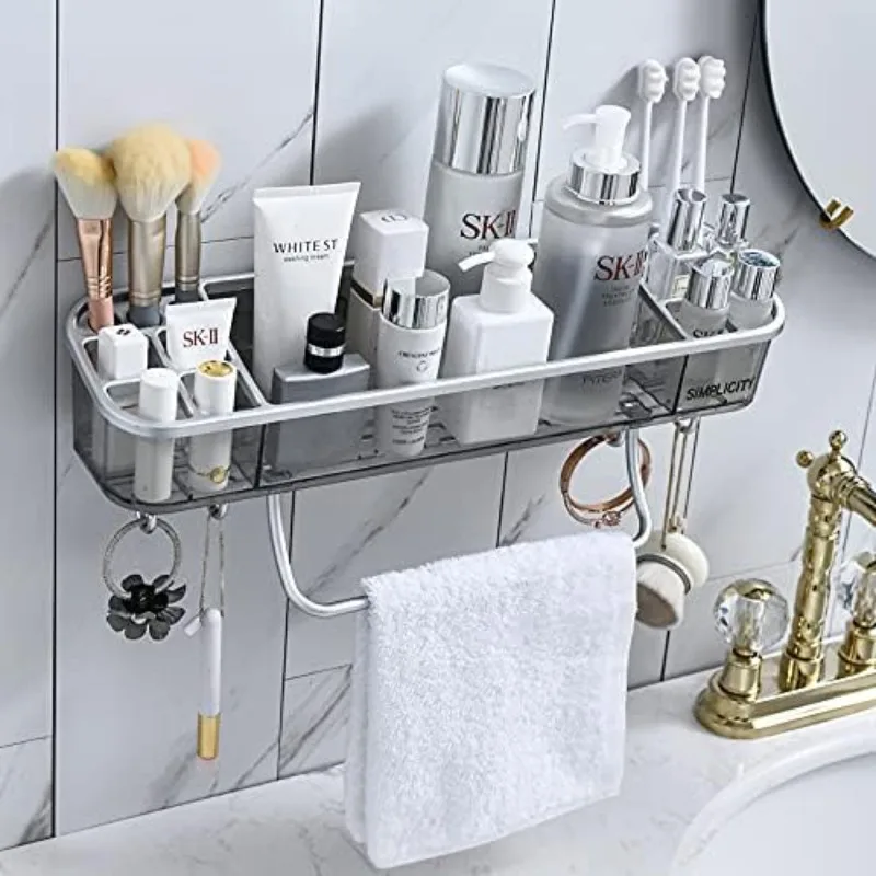 

Bathroom Organizers and Storage, Rack Towel Bar Hooks Organizer for Bath Household Items Bathroom Accessories Floating Shelves (