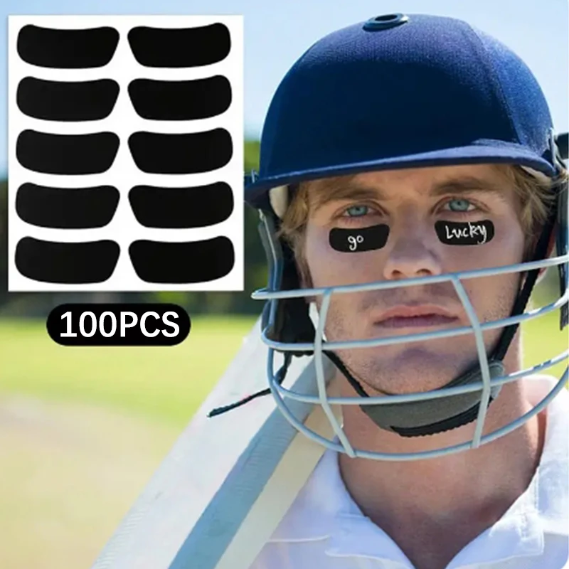 Black Baseball Eye Stickers para adultos e crianças, sob os olhos, tiras de futebol, esportes, respirável, meninas, meninos, 100pcs