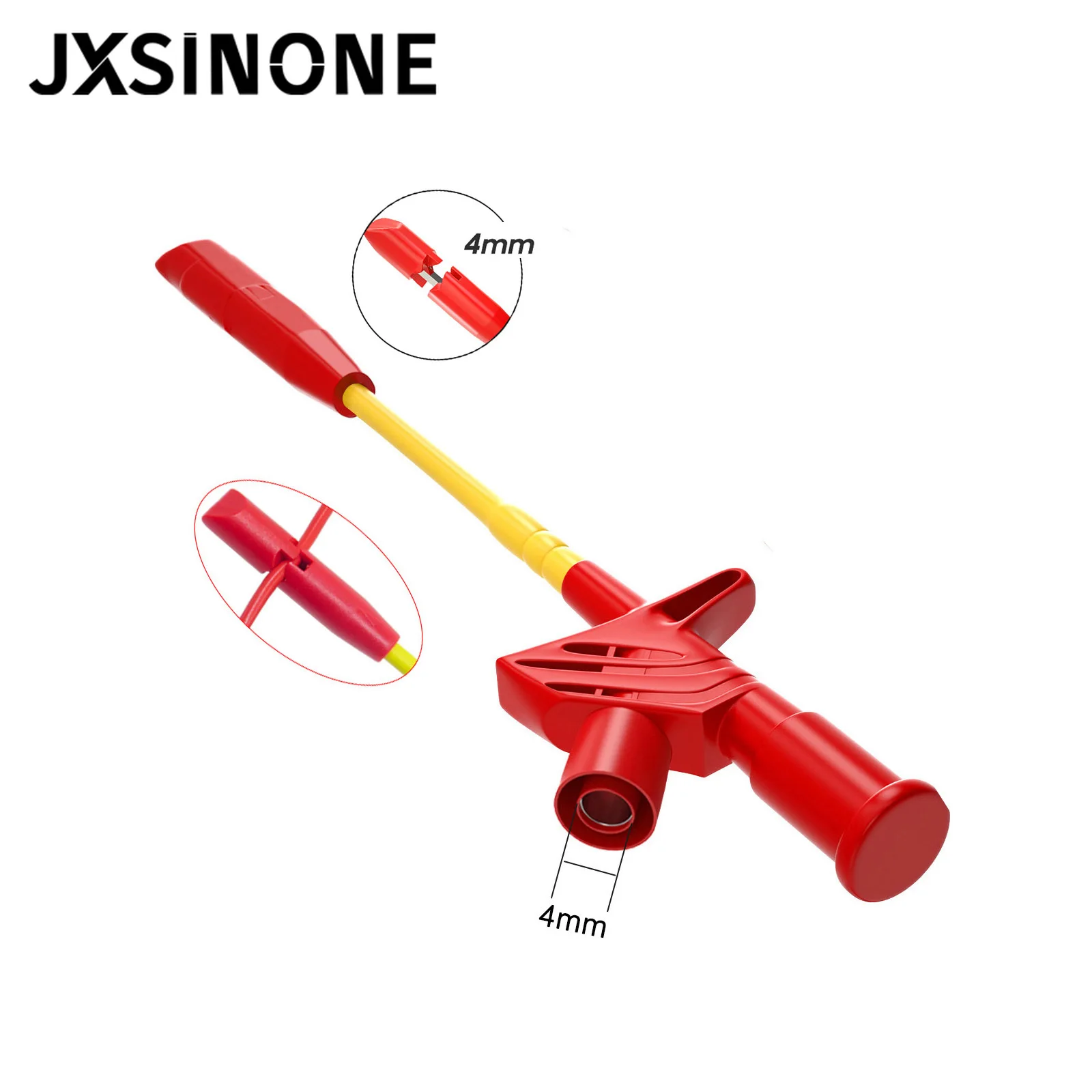 JXSINONE P5005 2Pcs 10A Professional เข็มเจาะคลิปทดสอบการทดสอบมัลติมิเตอร์ Probe Hook 4มม.