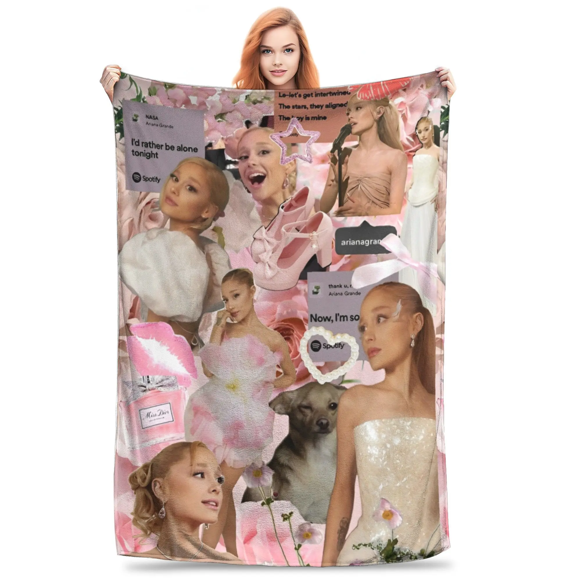 Singer Ariana Grande Flannel Blanket Actress Wicked Funny Throw Blanket for  Sofa Bedding Lounge 200x150cm Bedspreads