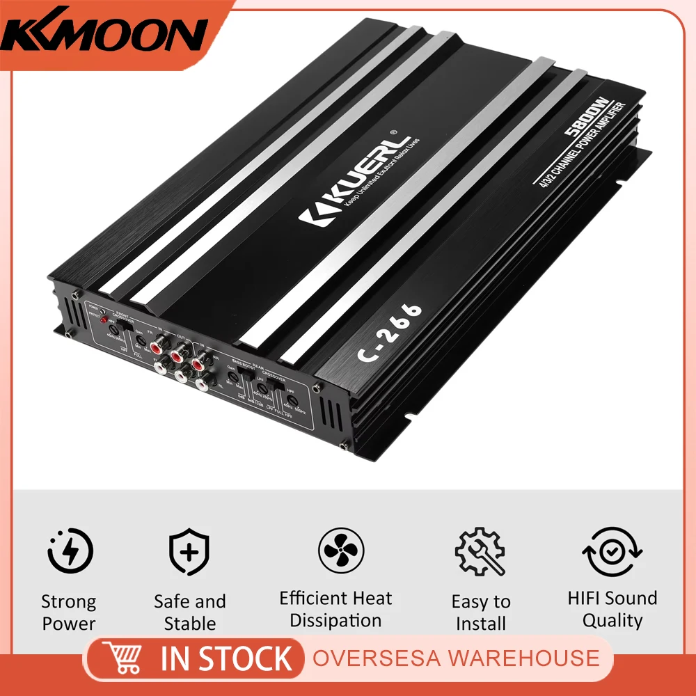 

Автомобильный аудиоусилитель мощности из алюминиевого сплава, 4-канальный усилитель высокой мощности, 5800 Вт, 12,0 В, ультратонкий четырехсторонний усилитель мощности класса A/B