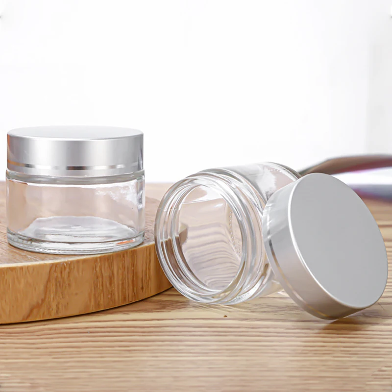 1pcs 10g 20g 30g Portable Empty Clear Glass Jar Pot Cosmetic Containers Lotion Sample Bottles Travel Ointment Cream Box