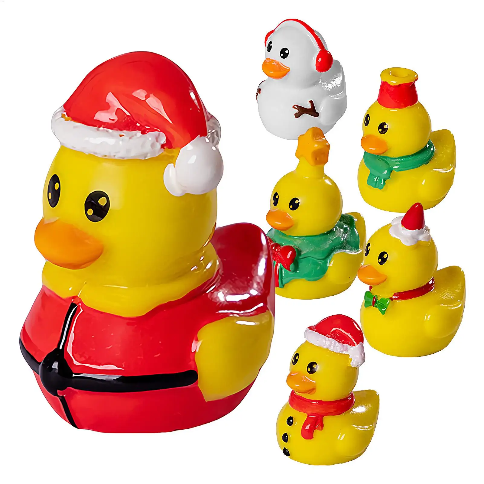 Mini Christmas Resin Ducks Desk Decor Animal Figures Party Bathroom Garden Classroom Cake Decoration Apartment Hotel