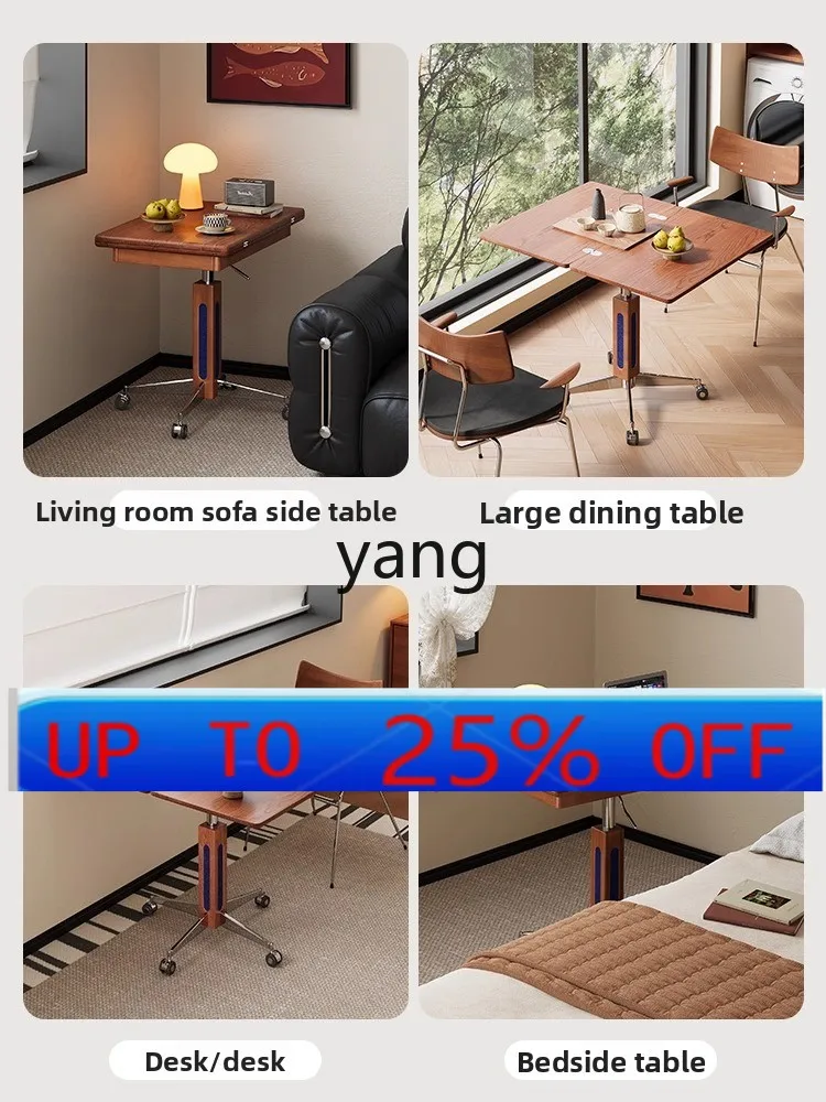 

Lmm retro mobile sofa side table coffee table cart foldable dual-purpose multi-functional bedside