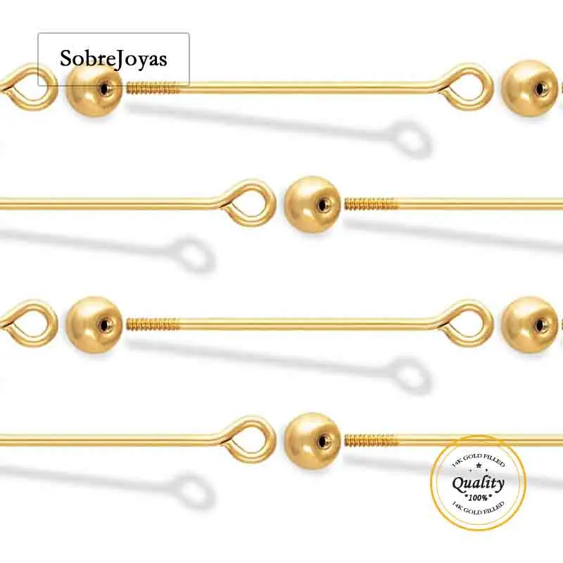 

Очки с позолотой 14 карат, 3 мм, шариковый винт с резьбой, штифты для глаз, размер проволоки 22, длина калибра 15 мм/25 мм для изготовления ювелирных изделий