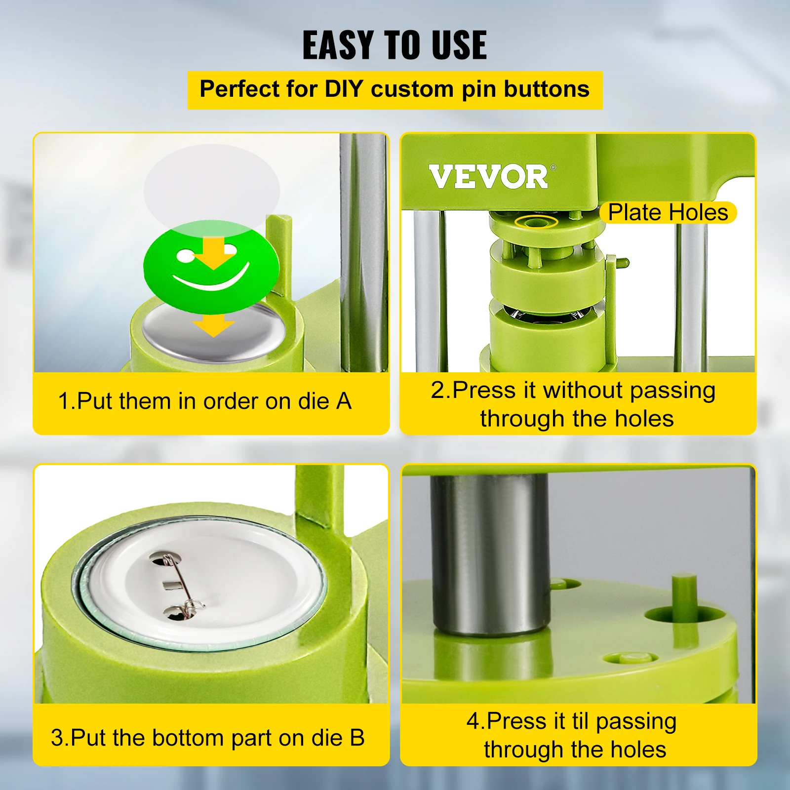 VEVOR 25MM 58MM macchina per la creazione di bottoni per Badge spille fai da te strumento per la produzione di presse con parti di pulsanti da 500 o 1000 pezzi e taglierina circolare