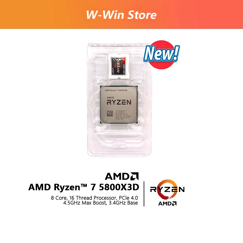 AMD Ryzen 7 5800X3D R7 5800X3D 3.4 GHz 8-Core 16-Thread CPU Processor 7NM L3=96M 100-000000651 Socket AM4 New but without fan