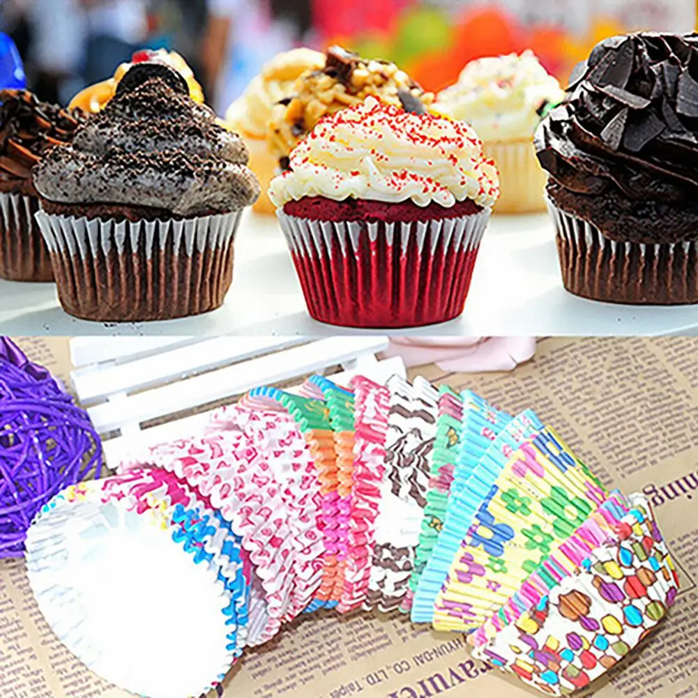 

100Pcs Muffin Cupcake Paper Cups Cupcake Liner Baking Muffin Box Cup Case Party Tray Cake Decorating Tools Birthday Party Decor