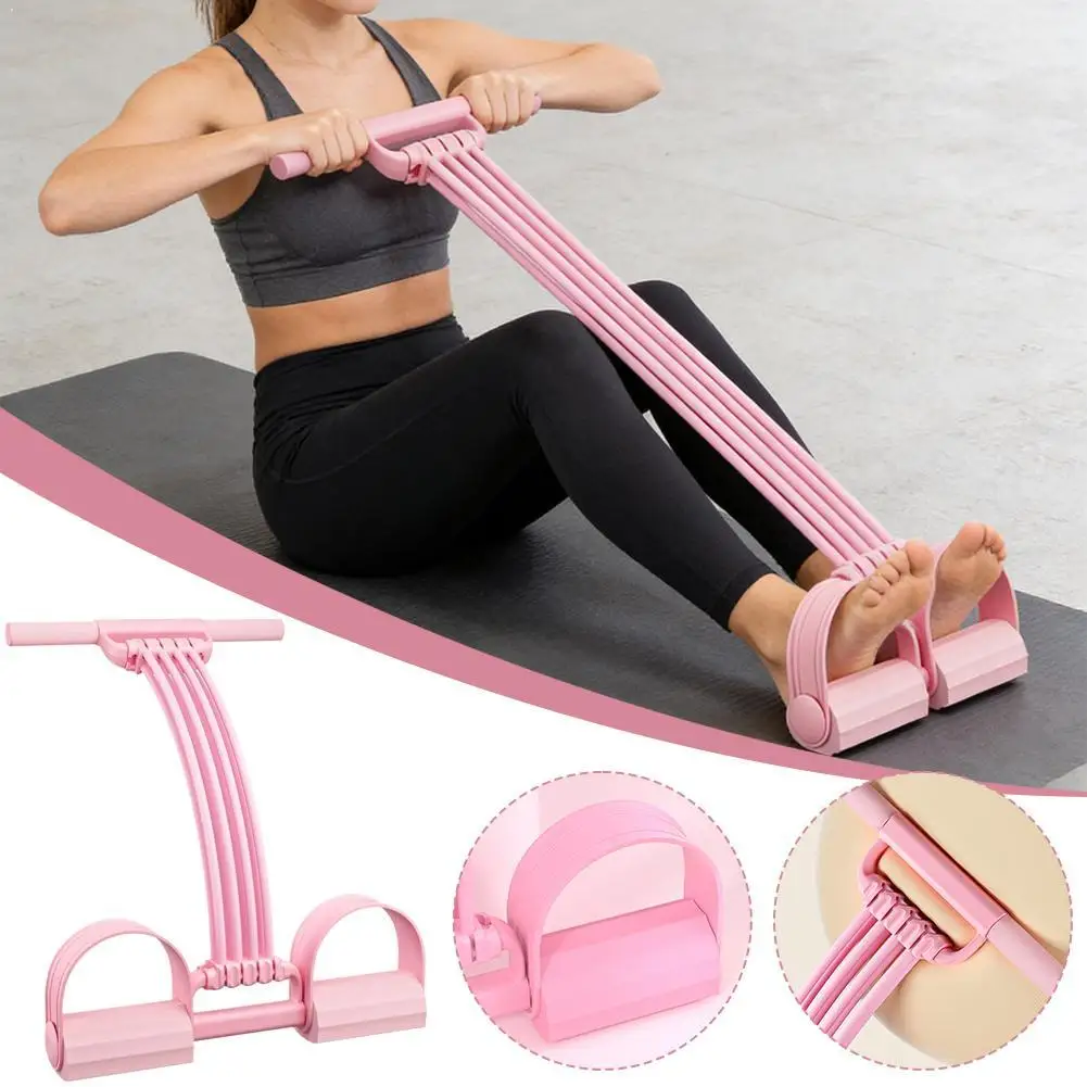 8-Röhren-Pedal-Widerstandsband mit Griffen, Fußspanner aus Naturkautschuk für Bauch-, Taille-, Arm- und Beintraining, multifunktionales Workout