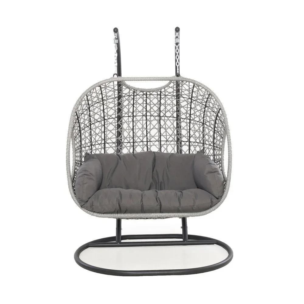 Wicker 2-Seater Swings Oversize Basket Chairs With Strong Frame Modern Garden Double-Seat Hanging Chair Rattan Outdoor Furniture