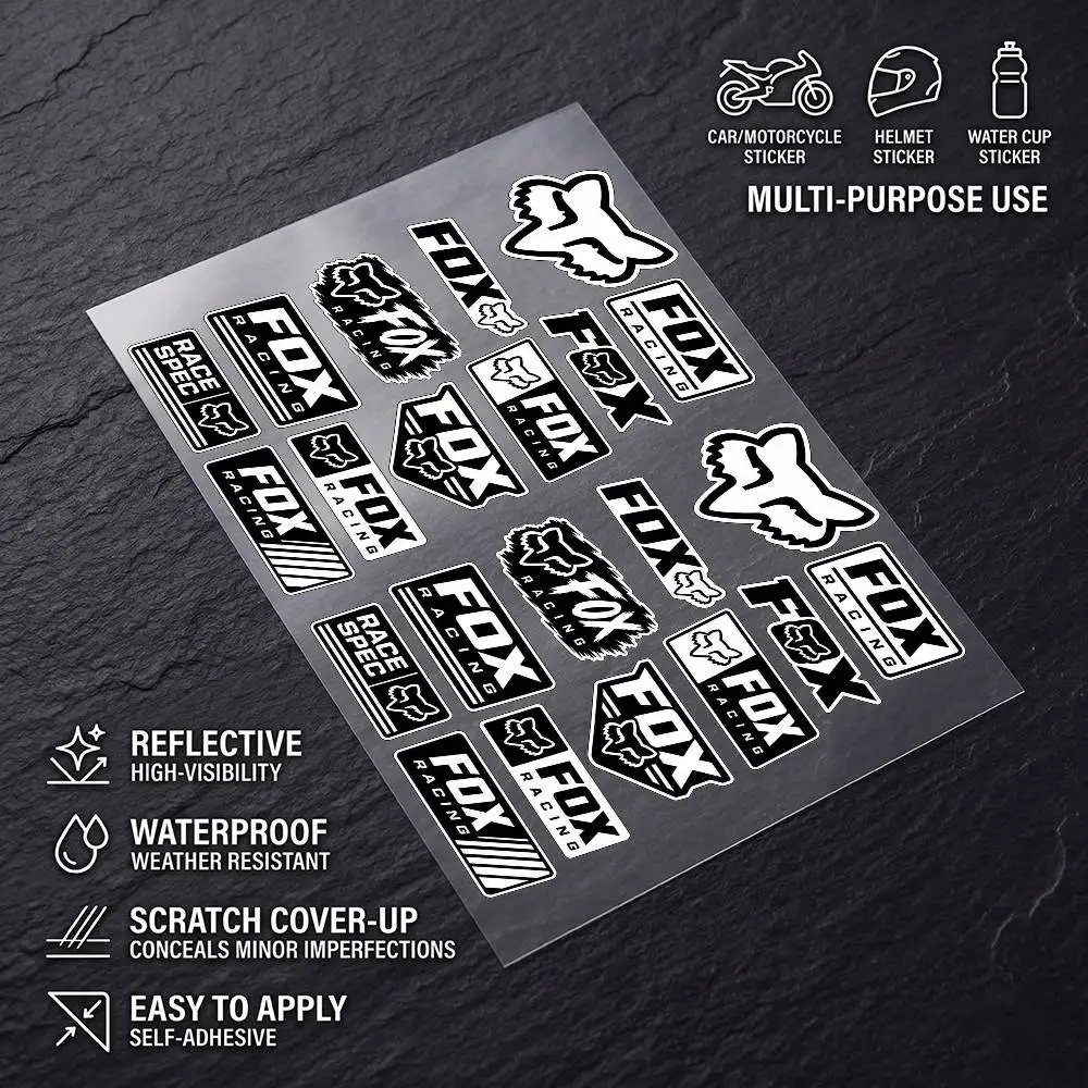 F-fOx rAcInG-G Waterproof Reflective Scratch Cover Sticker Universal Decor Decal For Car Motorcycle Helmet Refrigerator
