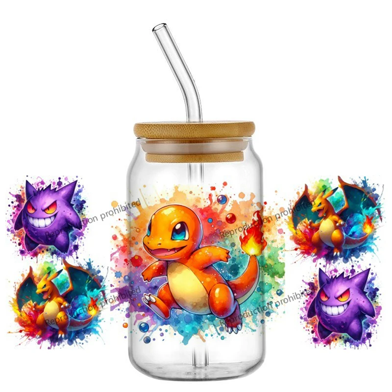 

New Arrival Pokemon Pikachu DIY Cartoon 16oz UV DTF Cup Wrap Transfers Stickers Decorate Mugs Beer Can Bottle Libbey Glass