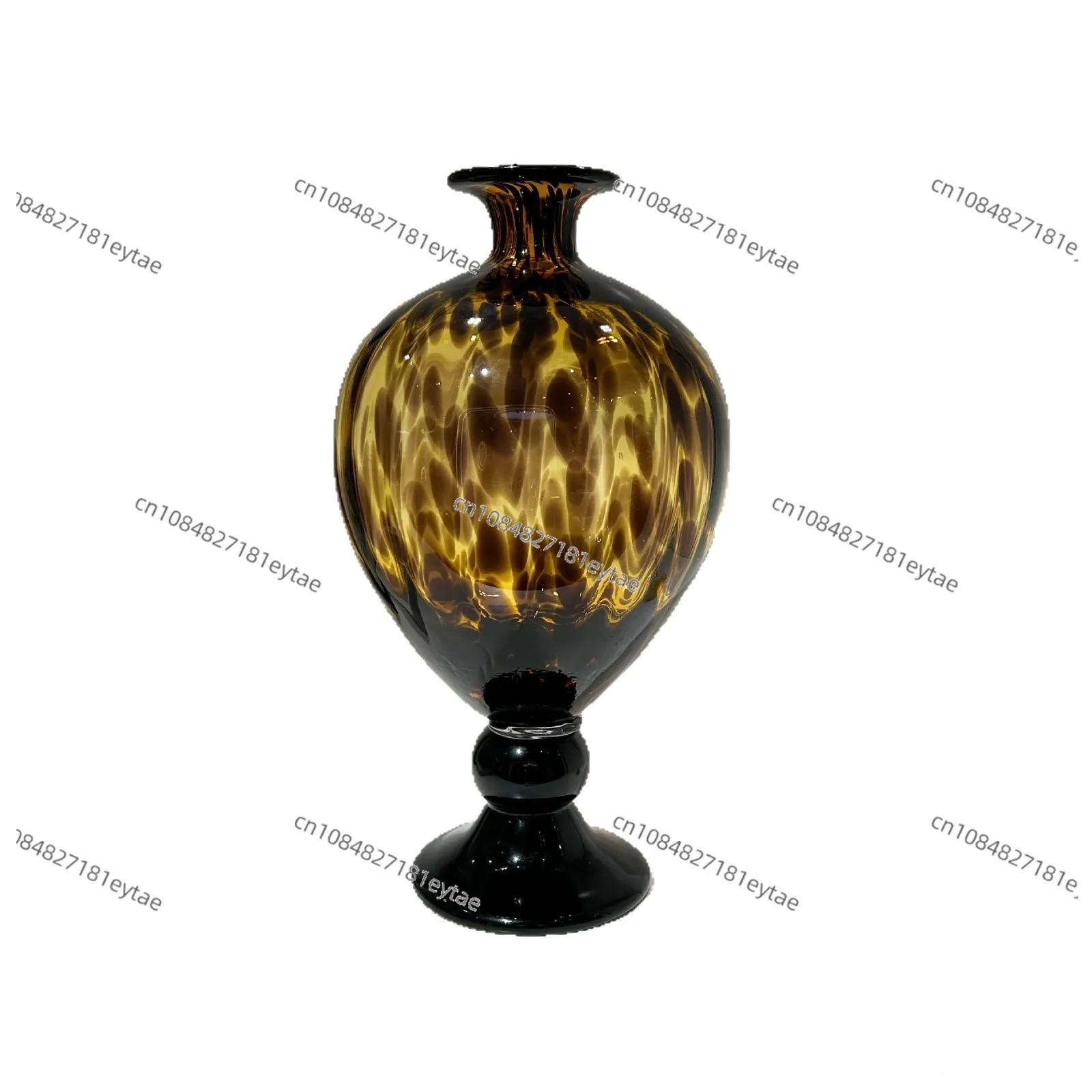 Leopard Print Glass Vase | Vintage Gourd Terrarium Decor