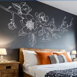 Large Magnolia Flowers Wall Sticker Bedroom Playroom Flora Plant Wall Decal Living Room Kitchen Bathroom Vinyl Decor