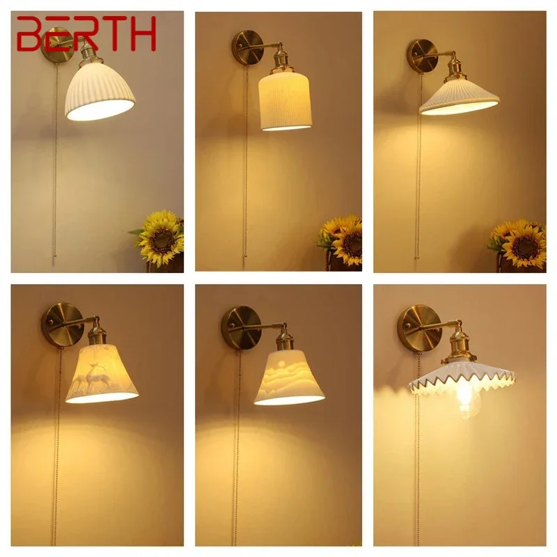 

BERTH Nordic Brass Wall Lamp Indoor Living Room Bedroom Bedside Lamp Modern Hotel Corridor Hallway Wall Lamp