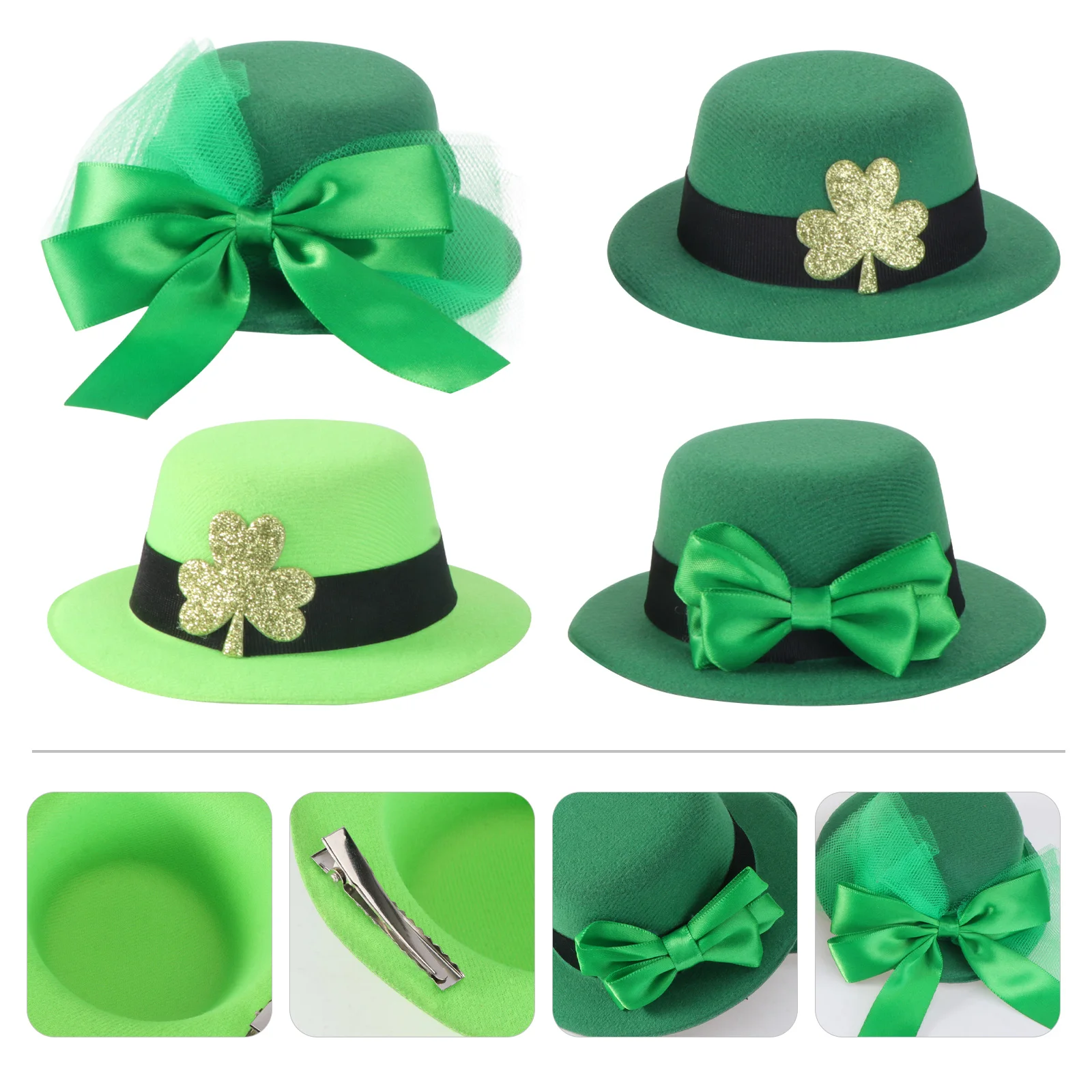 

4 Pcs Clover Headdress Has St Patricks Day Decorations Party Miniature Pulp Hair Clips