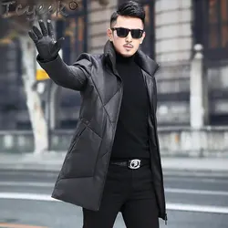 Tcyeek 2023 Men's Winter Down Jacket New Genuine Leather Jackets for Men Clothing Stand Warm Sheepskin Jacket Tide Abrigo Hombre