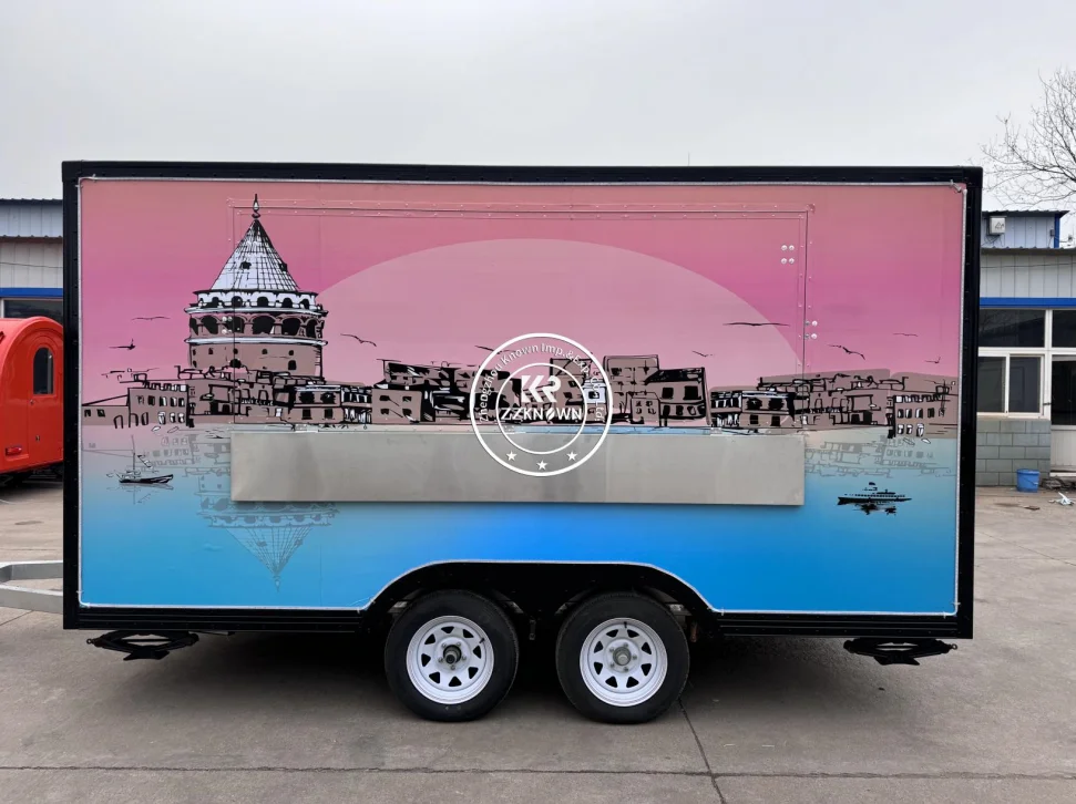 Imbisswagen Foodtruck Trailer Mobile Coffee Juice Drink Beer Bar Trailer Ice Cream Food Truck with Full Kitchen Equipment