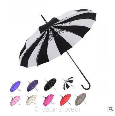 

10pcs Creative Design Black And White Striped Golf Umbrella Long-handled Straight Pagoda Umbrella