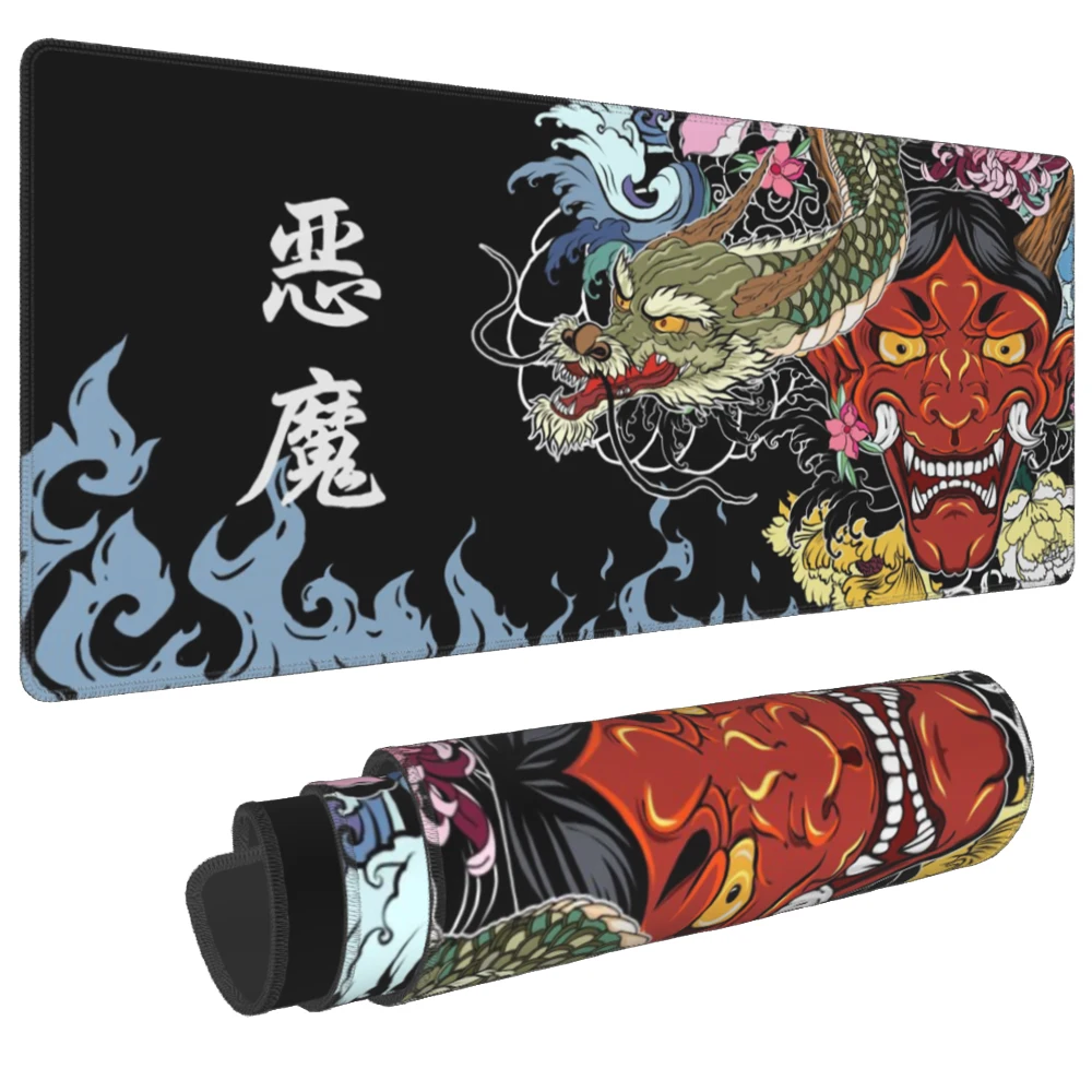 Game mouse pad Japanese samurai devil mouse pad black ghost face gamer desk pad mouse pad carpet accessories table pad