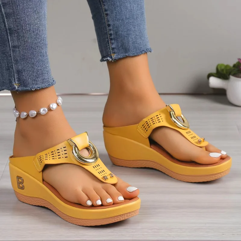 Summer Slippers Women 2024 Big Size Platform Wedges Sandals Slippers Non-Slip Open Toe Flip Flops Ladies Comfortable Beach Shoes