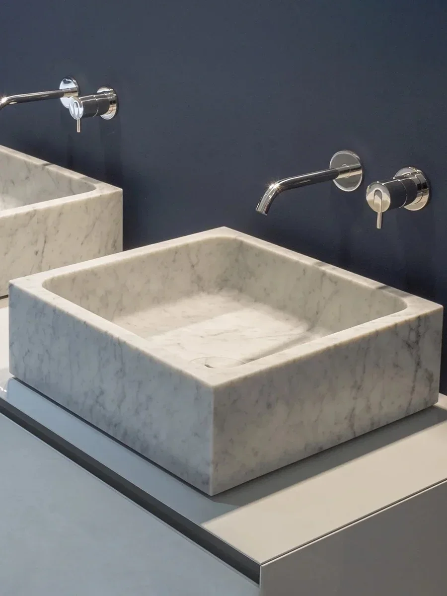 Y1 Hotel Premium Minimalist Light Luxury Wind Counter Basin Washbasin Nordic Home Bathroom Marble Square Washbasin