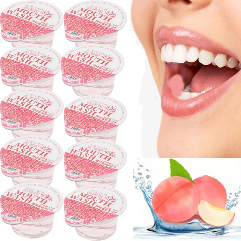 

10PCS Peach Flavored Mouthwash Disposable Jelly Cup Independent 12ml Cleaning Oral Portable Disposable Mouthwash