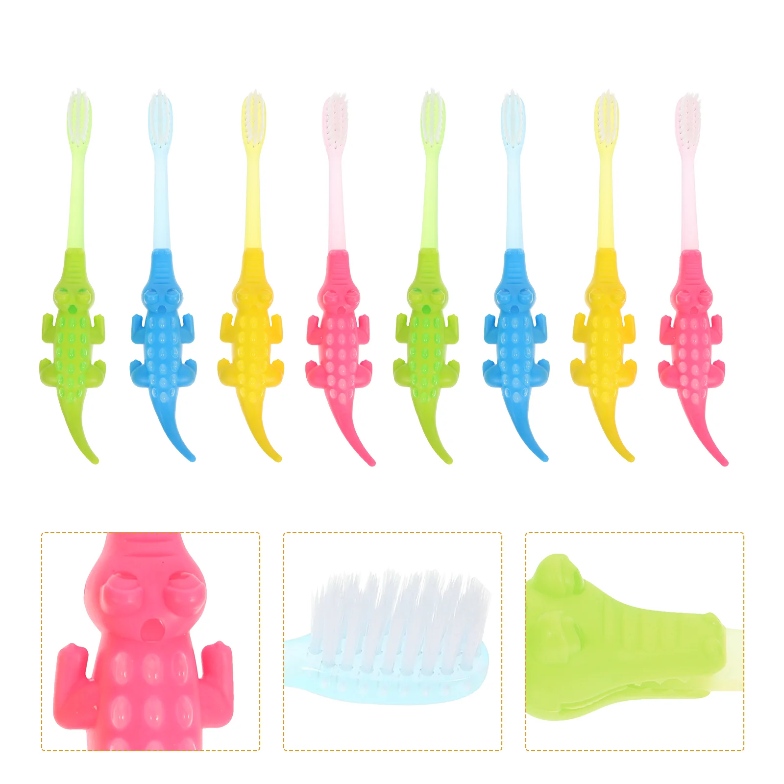 8 Pcs Little Crocodile Toothbrush Lovely Kids Teeth Cleaner Oral Care Supplies Cartoon Adorable Toddler Manual