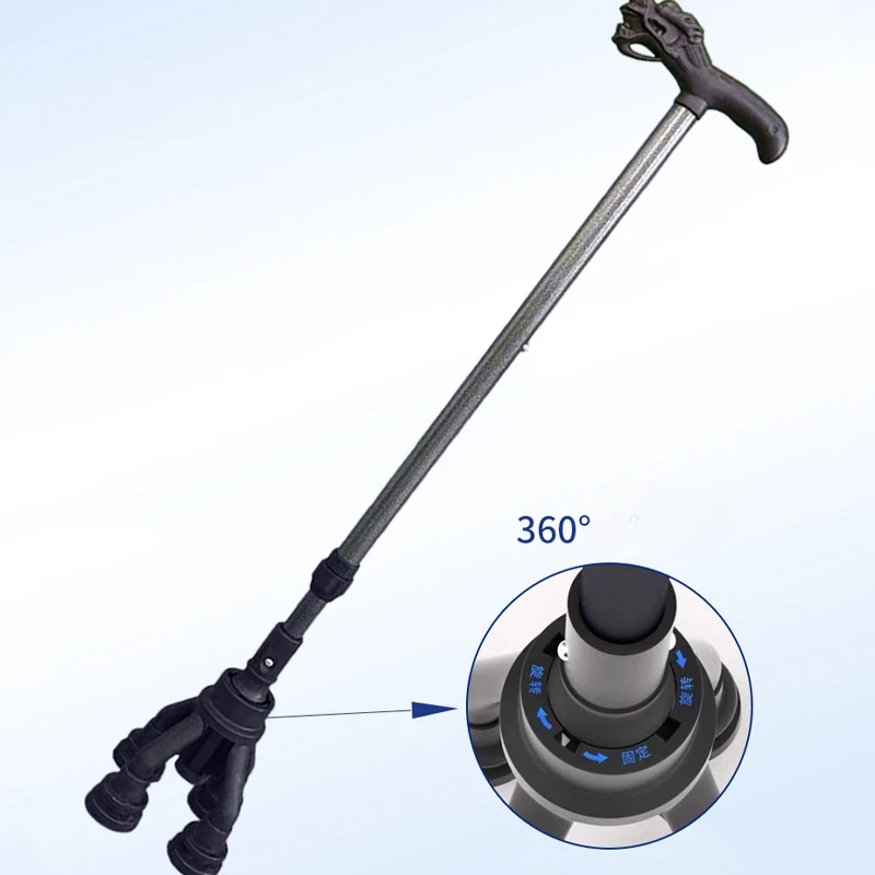 

Anti-slip Four-corner Crutch for The Elderly, Assisting Walking Hand, 360 ° Rotating Walker, Adjustable Crutch for The Elderly