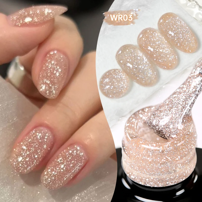 LILYCUTE 7 ml reflektierender Glitzer-Gel-Nagellack, glänzend, funkelnd, wunderschöner Silber-Effekt, semipermanente UV-Gel-Nagelkunst-Maniküre