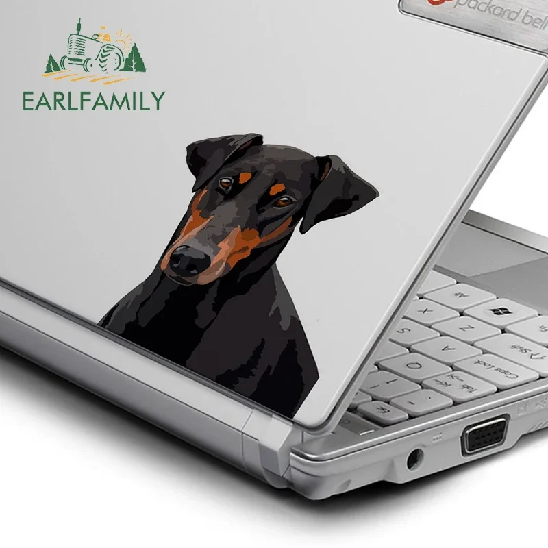 EARLFAMILY 13cm x 12.5cm for Doberman Cartoon Comic Car Stickers Vinyl Helmet RV VAN 3D JDM Car Accessories Graphics Oem
