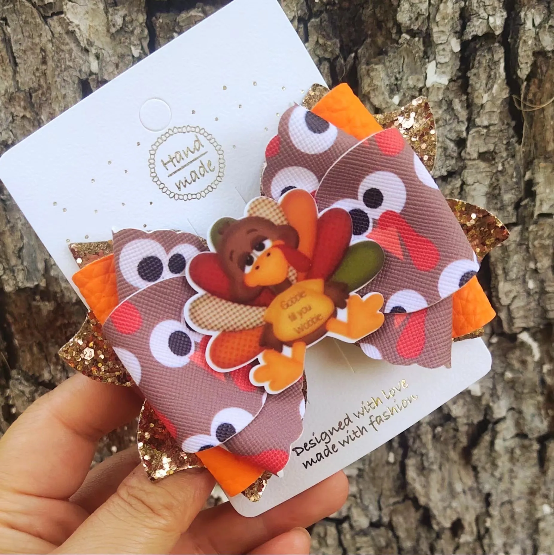 Picture 4: Thumbelina 4 Inch Shaker Thanksgiving Day Hair Bows for Girls Cute Hair Clips Headwear Hairpins Hair Accessories