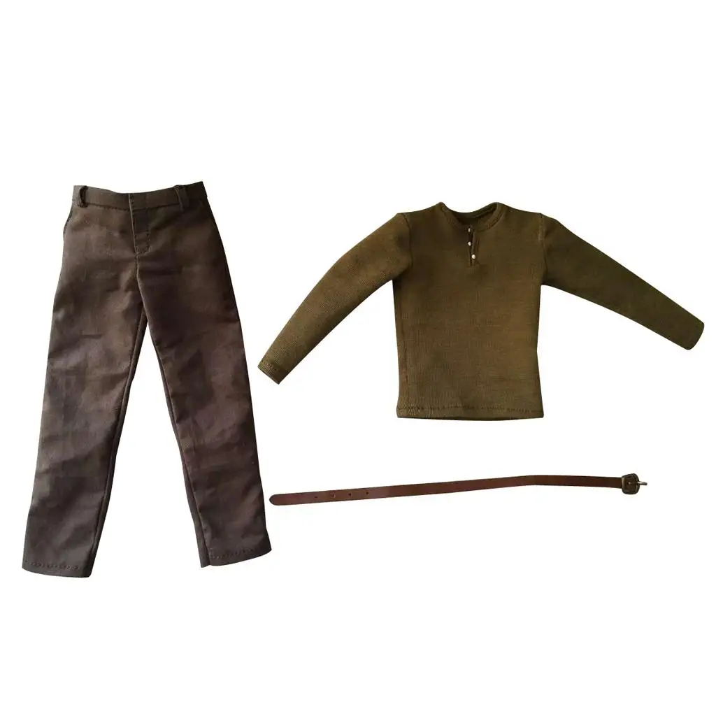 Ensemble chemise et pantalon et ceinture, vêtements/6 échelles, accessoires pour figurines d'action masculines de 12 pouces