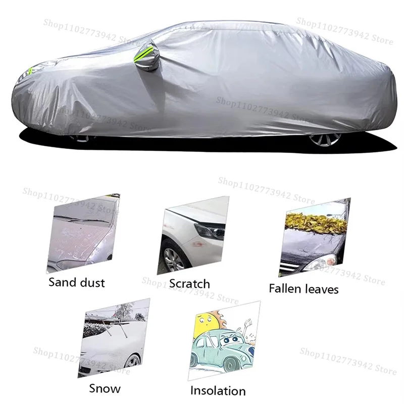 Car Cover For AUDI Q7 4L 4M Full Exterior Black Silvery-Auto Cover Sunshade Dustproof Waterproof Reflective strips - Image 3