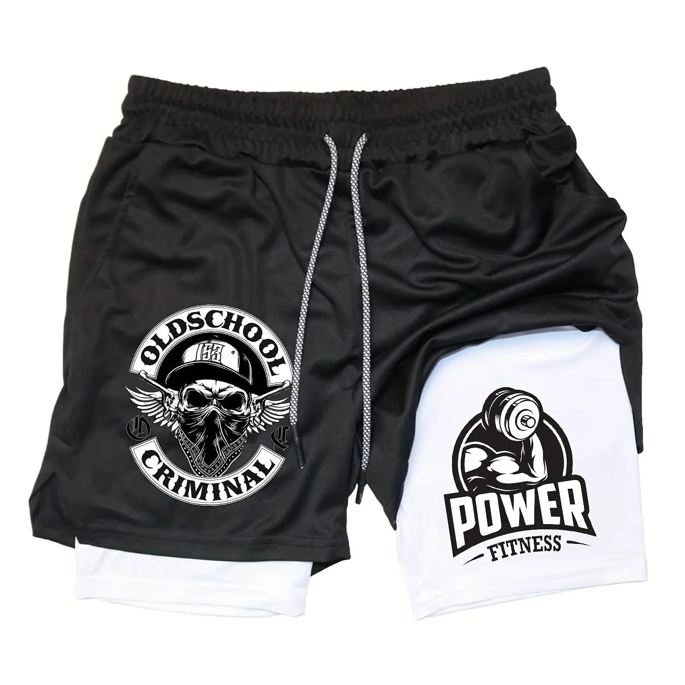 Summer Breathable Two-in-one Double-layer Shorts Men's Elastic Compression Shorts Quick-drying Multi-functional Shorts M-3XL