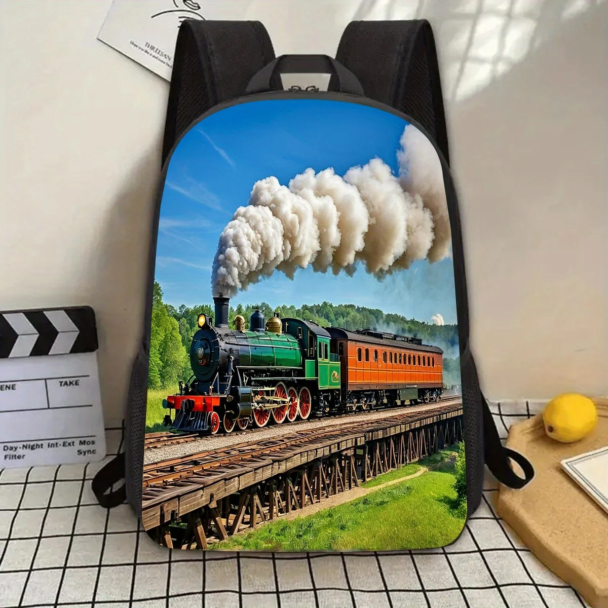 

Легкий рюкзак для ноутбука с принтом ретро-паровоза, 17 дюймов — прочный повседневный рюкзак для школы, работы и путешествий.