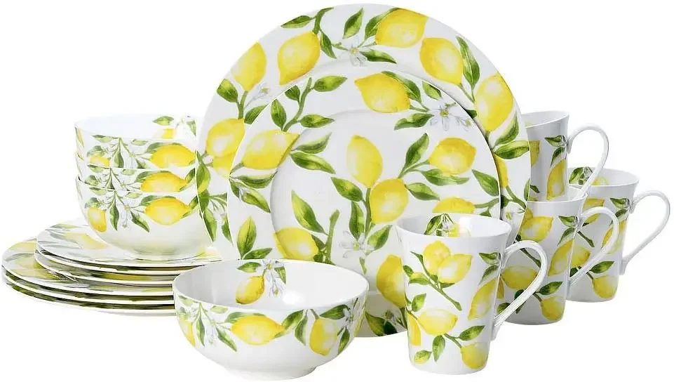 Lemons 16-Piece Dinnerware Set, Service For 4, Multicolor