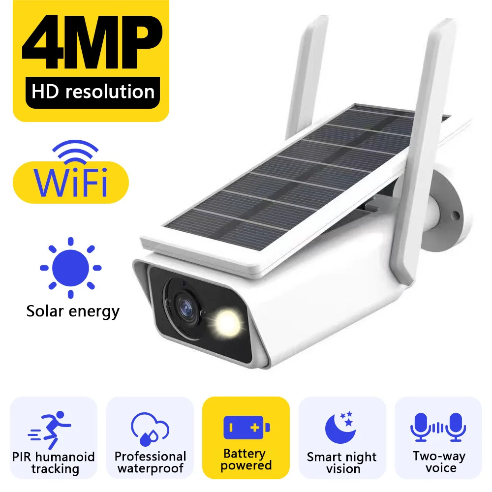 

Icsee Home Outdoor Solar Camera 4mp1080 HD Camera Waterproof WiFi Remote Security Protection Surveillance Camera