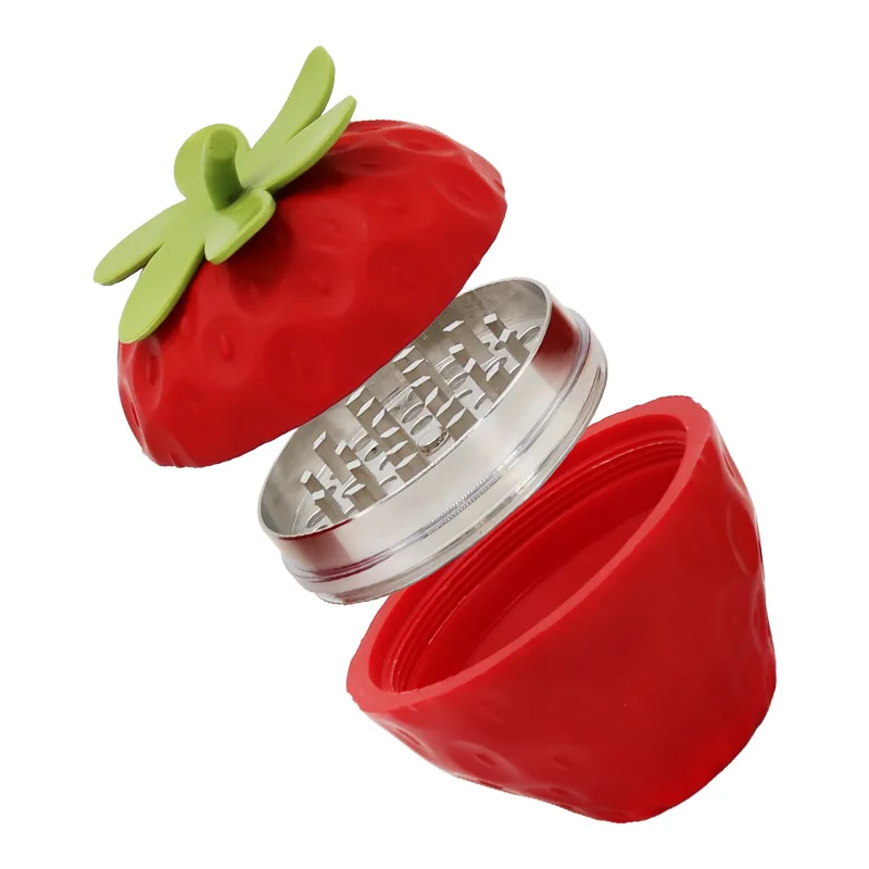 68 مللي متر 2.6 بوصة عشب طاحونة معدنية 3 طبقة التبغ طاحونة تخزين كبيرة الأحمر الفراولة على شكل طاحونة #4