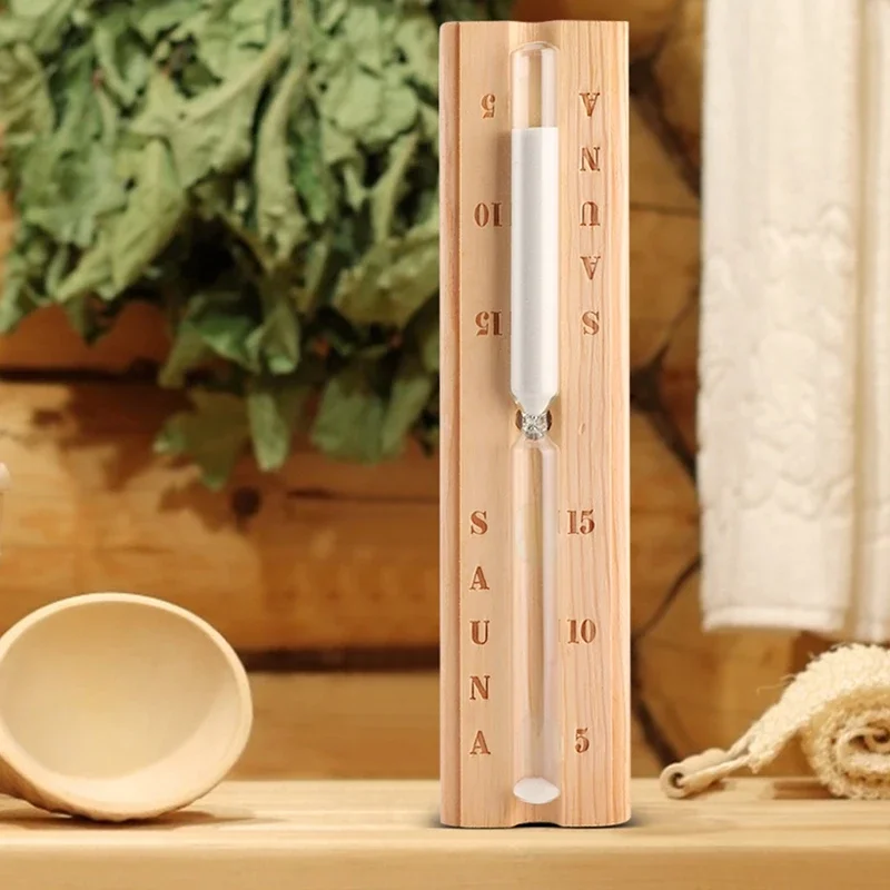 15 Minute Wooden Glass Hourglass Timer Practical Wall Mounted Sauna Room Bathroom Sand Clock Home Decoration Exquisite Gifts