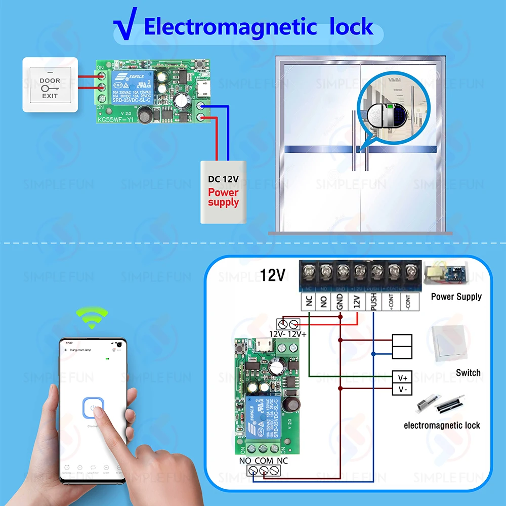 Interruttore intelligente per porta del garage WiFi Ewelink, telecomando per fotocopie, USB 5V DC 12V 24V 48V, controllo APP, Alexa Google Home