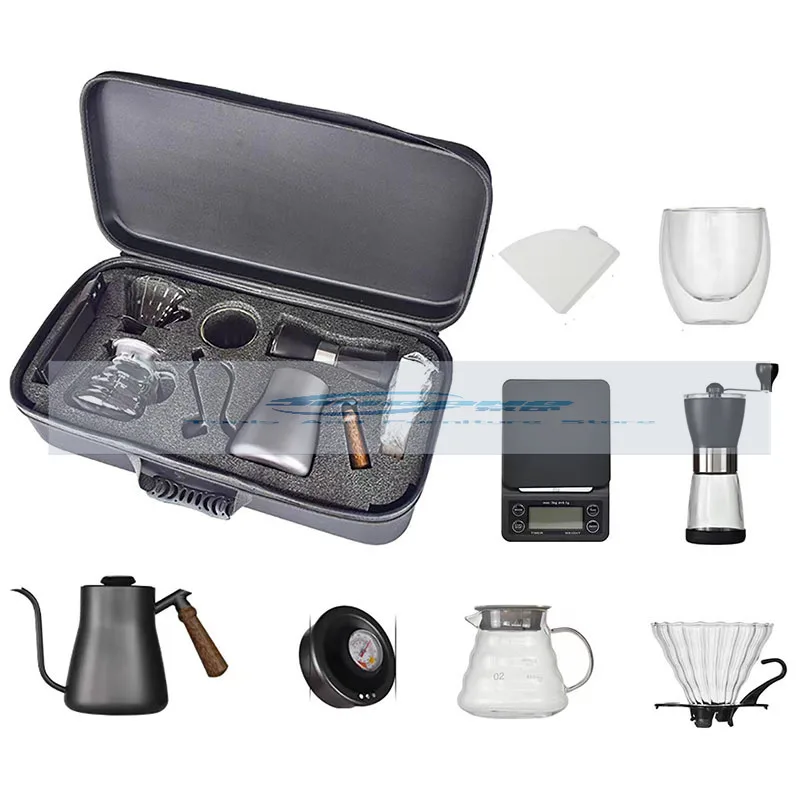 

Travel Hand-brewed Coffee Pot Storage Set Hand-brewed Coffee Gift Box Chronograph Electronic Scale Stainless SteelHand-brewedPot