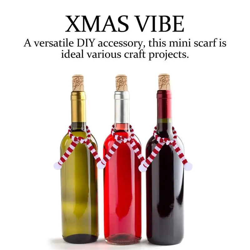 10pcs Mini Christmas Scarf Wine Bottle Covers Christmas Stripy Scarf For Xmas Party Decoration Navidad