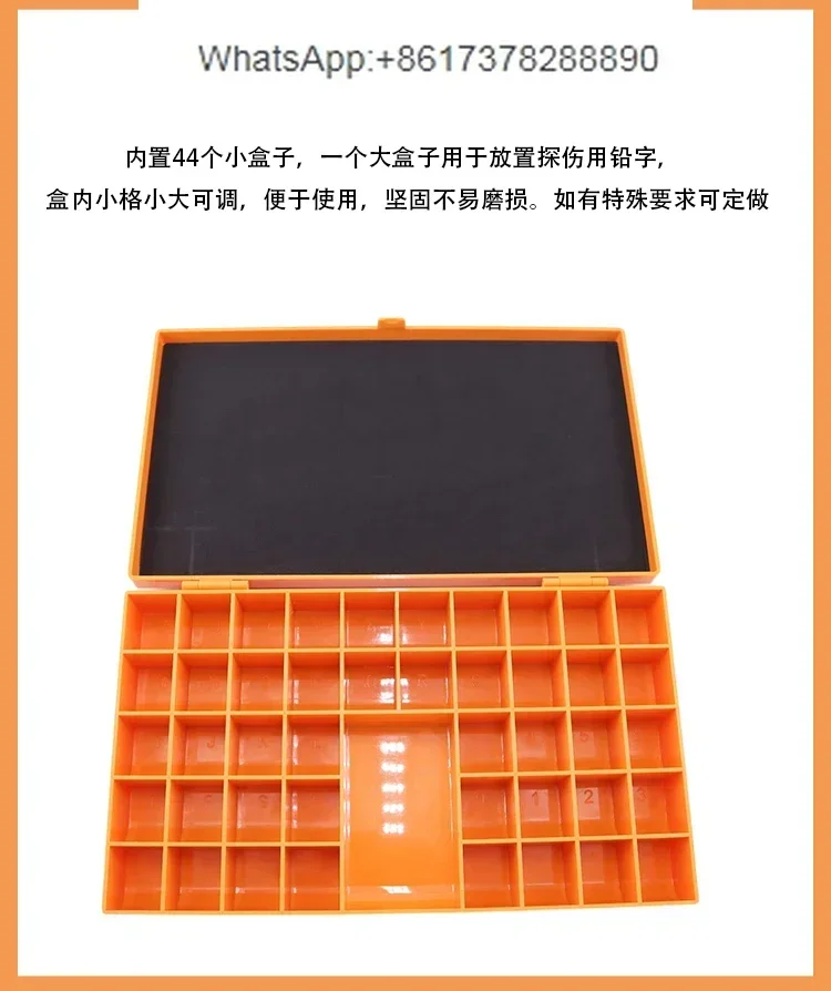 Radiographic Flaw Detection Type Box, NDT Plastic Storage Alphanumeric Finishing Red Orange NDT Industrial Radiation