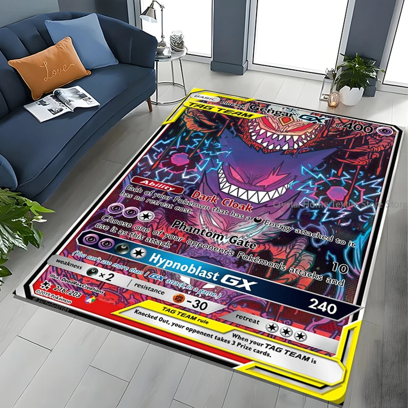 

Potdemiel Pokemon Cards Gengar Area Rugs Carpet For Living Room Home Decoration Children's Crawling Living Room Game Floor Mat
