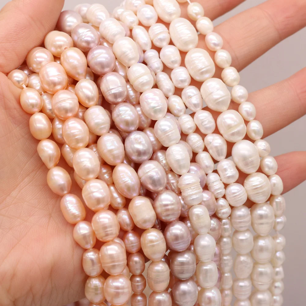 

Natural Freshwater Pearl Beads Rice Shape 100% Real Pearls Exquisite Bead For Jewelry Making DIY Women Bracelet Necklace Earring